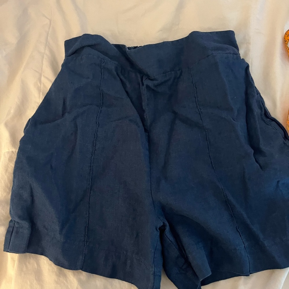 Navy Linen Shorts